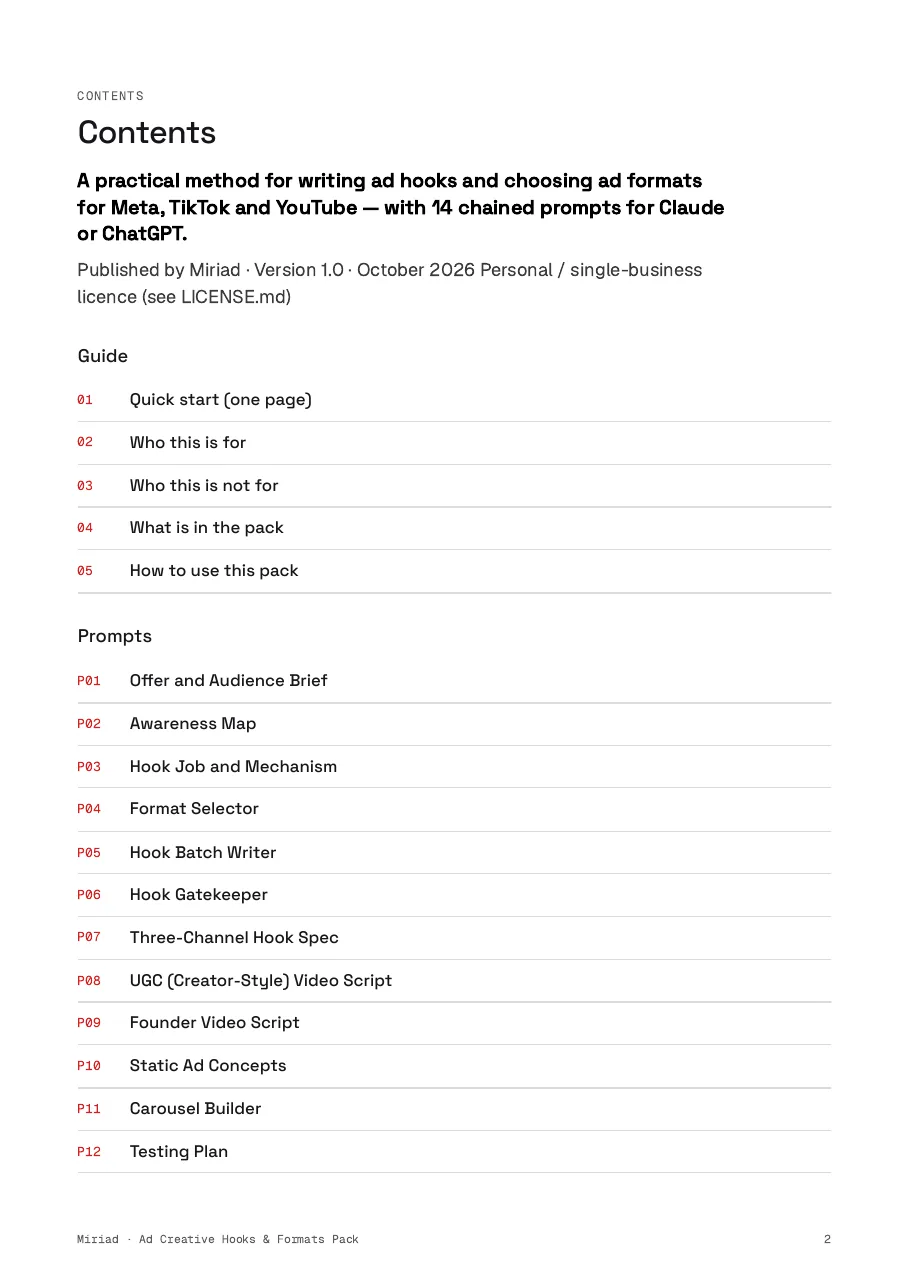 Ad Creative Hooks & Formats Pack, page 2