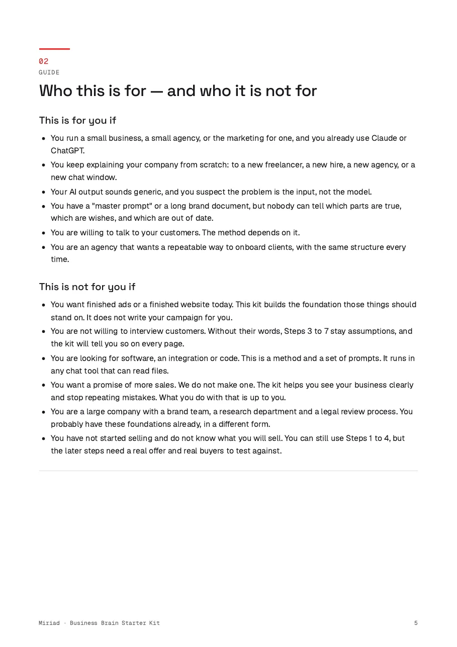 Business Brain Starter Kit, page 5