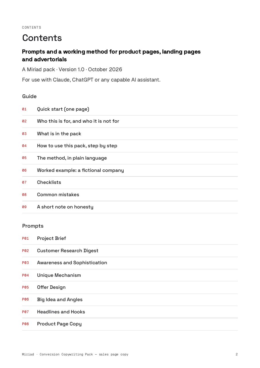 Conversion Copywriting Pack — sales page copy, page 2