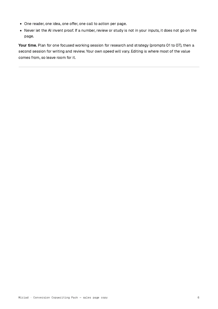 Conversion Copywriting Pack — sales page copy, page 6