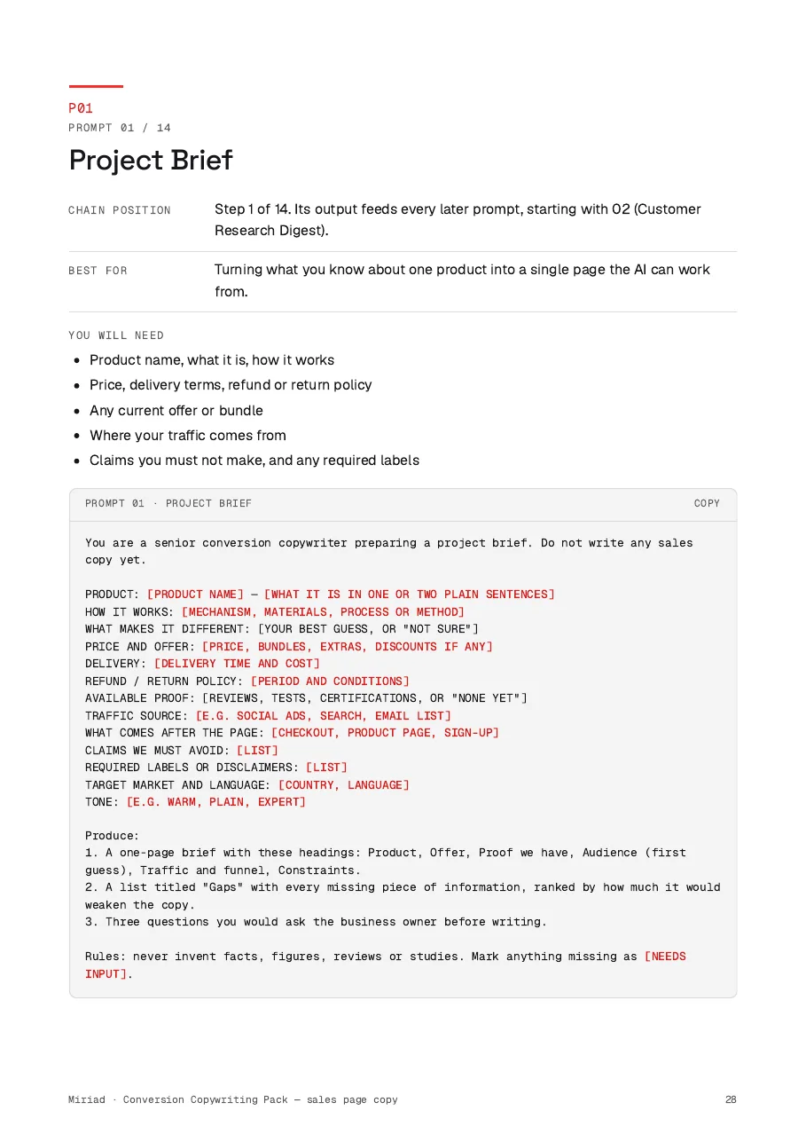 Conversion Copywriting Pack — sales page copy, page 28