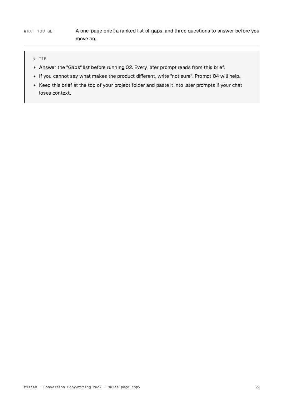 Conversion Copywriting Pack — sales page copy, page 29