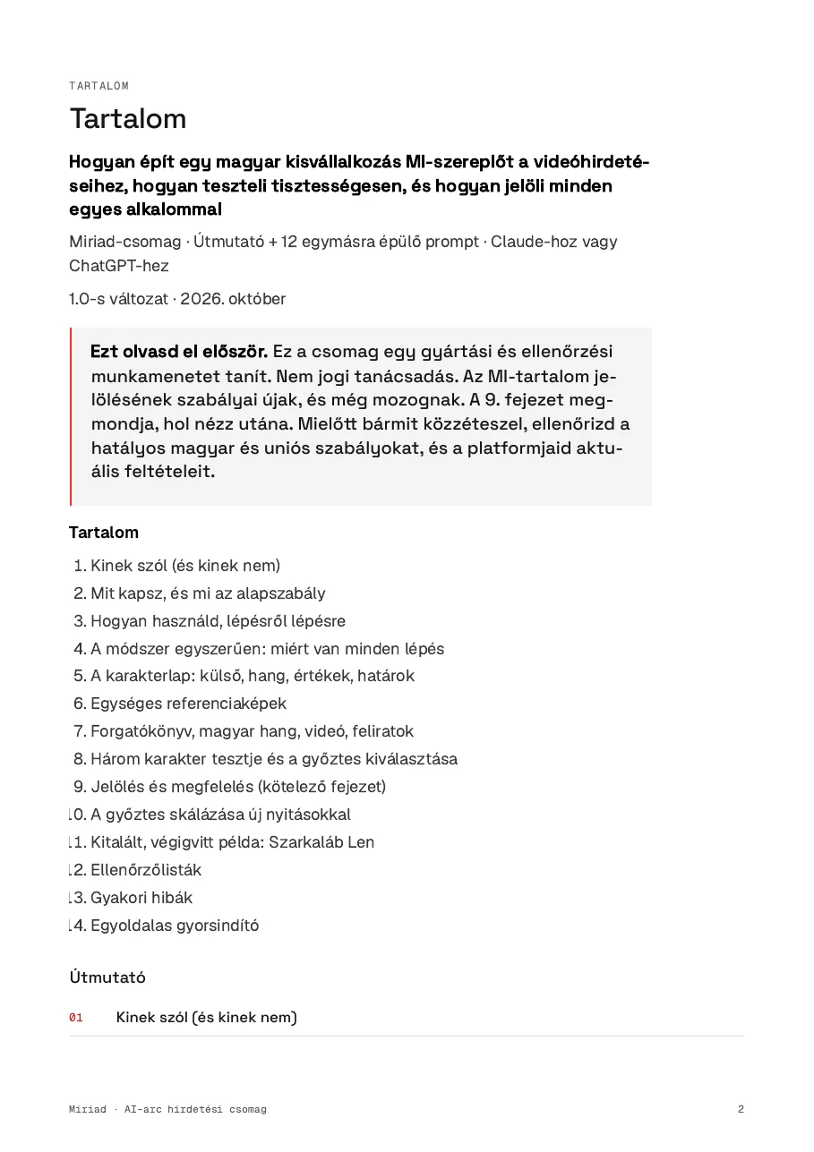AI-arc hirdetési csomag, 2. oldal