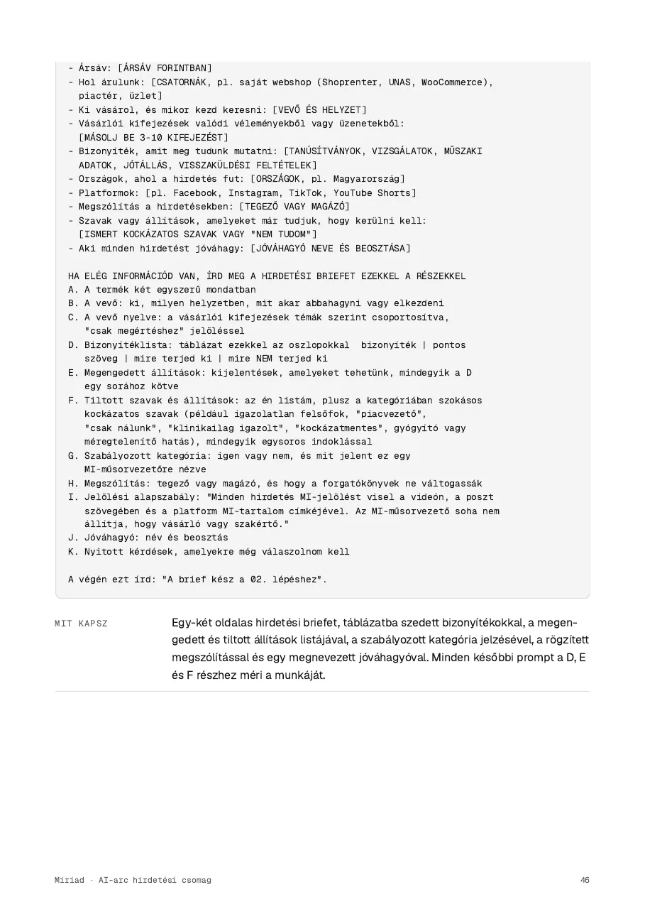 AI-arc hirdetési csomag, 46. oldal