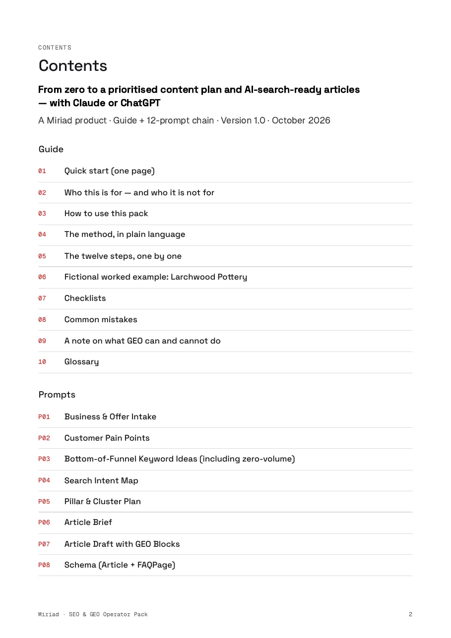 SEO & GEO Operator Pack, page 2