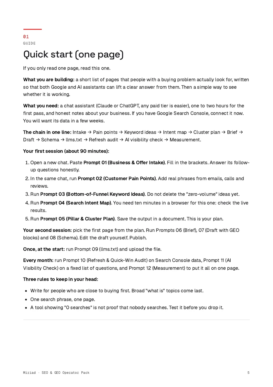 SEO & GEO Operator Pack, page 5